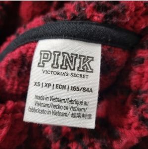 Pink by Victoria's Secret Red Black Plaid Sherpa Funnel Neck Pullover Sweatshirt